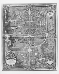 Piano generale della città e del Castello di Versailles, con i suoi giardini, foreste e fontane